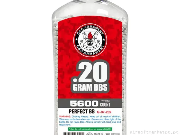 BBs 0.20g G&G 5600 Bolas Brancas — Munição (BBs) — Airsoft Market PT