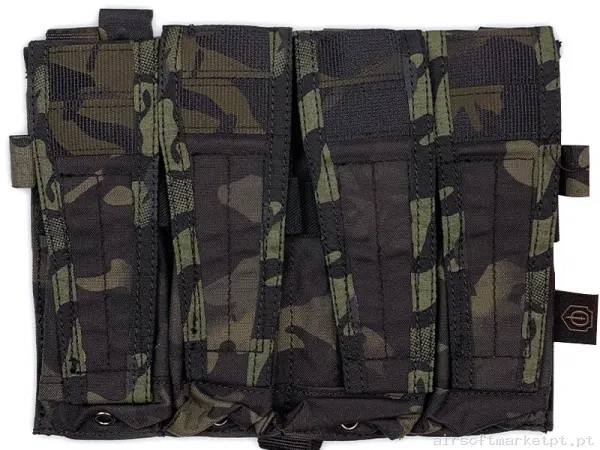 Pouch Magazine Pouch Cuádruple Mp5/Mp7 Conquer Cvs Quad SMG Mag Pouch Estilo multicam Black — Coletes & Rigs — Airsoft Market PT