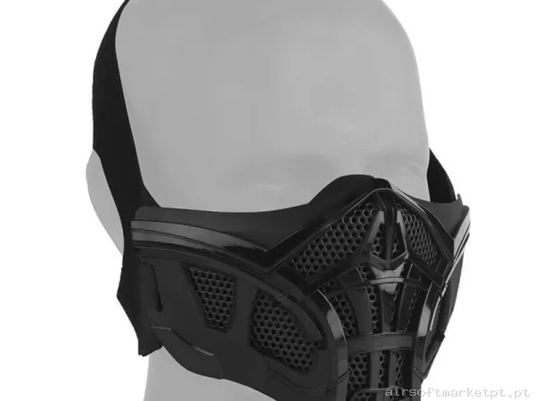 Máscara de Proteção Wosport Scorpion Half Mask preta — Proteção Ocular & Facial — Airsoft Market PT