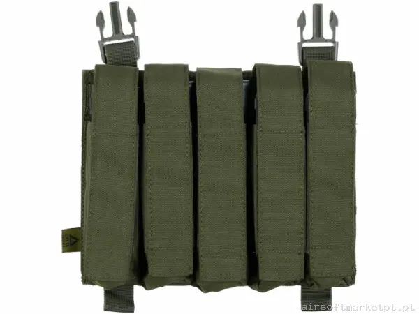 Pouch Magazine Pouch Quintuple Mp5/Mp7 Delta Tactics Force Solapa Detachable verde od — Coletes & Rigs — Airsoft Market PT
