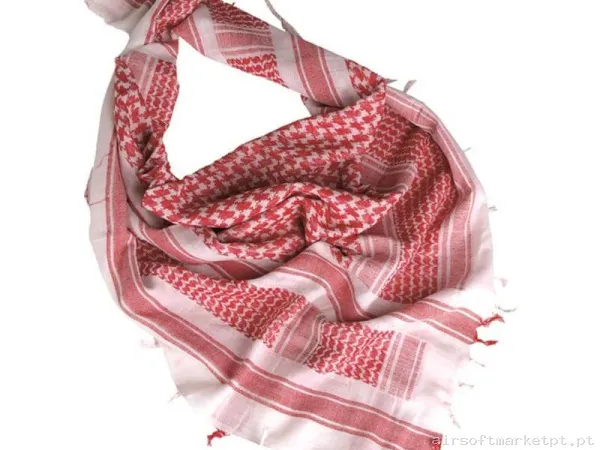 Lenço Tático Mil-Tec Palestino Shemagh Branco/Vermelho — Vestuário (Fardas) — Airsoft Market PT