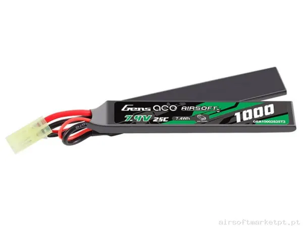 Bateria Lipo Nunchuk Duplo Gens Ace 1000mah 7.4v 25c — Baterias & Carregadores — Airsoft Market PT