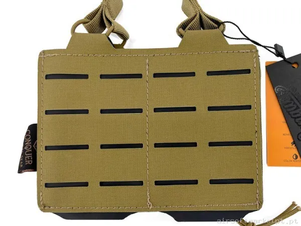 Pouch Portacargador Doble M4 Conquer Corte Láser Coyote — Coletes & Rigs — Airsoft Market PT
