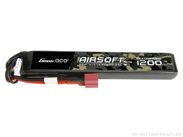 Bateria Lipo Stick Gens Ace 1200mah 11.1v 25c (T-Plug) — Baterias & Carregadores — Airsoft Market PT