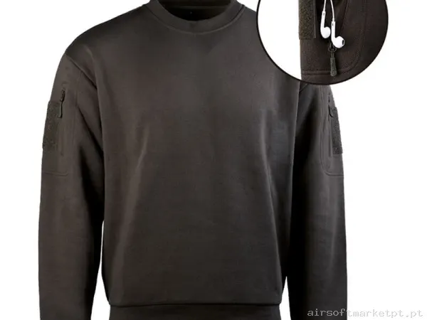 Sudadera Tática Mil-Tec Tactical Sweatshirt Round Neck preta — Vestuário (Fardas) — Airsoft Market PT