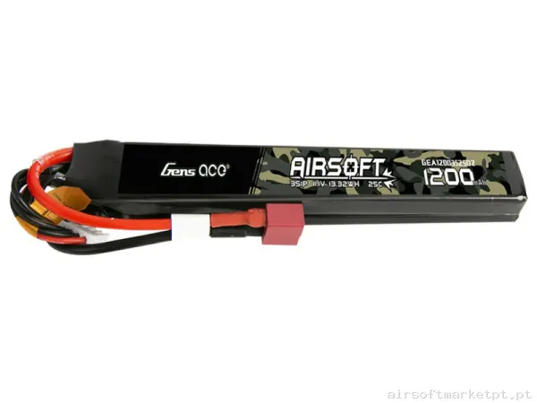 Bateria Lipo Nunchuk Doble Gens Ace 1200mah 11.1v 25c (T-Plug) — Baterias & Carregadores — Airsoft Market PT