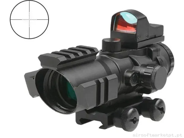 Mira JS Tactical 4x32 Con Fibra óptica + Micro Red Dot — Miras & Ópticas — Airsoft Market PT