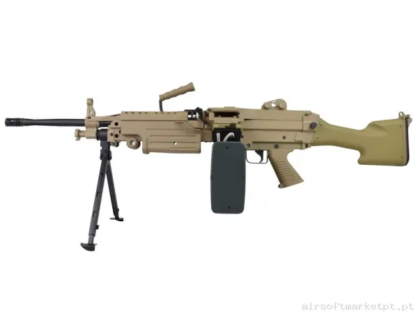 Réplica airsoft AEG LMG A&k M249 Mk2 Polímero Dark Earth — Support Guns (LMG) — Airsoft Market PT