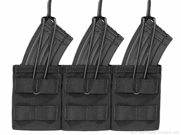 Pouch Magazine Pouch Triple Ak Warrior Assault Open Top negro — Coletes & Rigs — Airsoft Market PT
