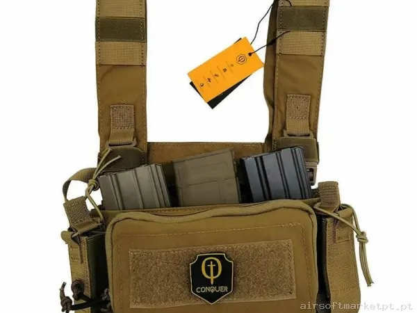 Chaleco Micro Chest Rig Conquer Coyote — Coletes & Rigs — Airsoft Market PT