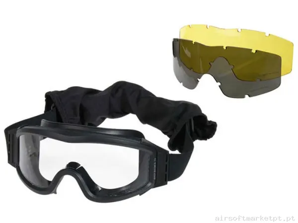 Óculos de Tela Delta Tactics 3 Lentes Antib vapor Pretos — Proteção Ocular & Facial — Airsoft Market PT
