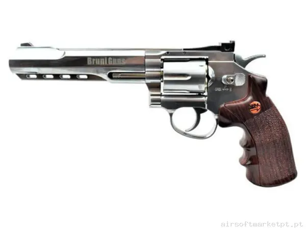 Airgun CO2 4.5mm Revólver Bruni 6" Full Metal BR-702S Prata — Pistolas — Airsoft Market PT