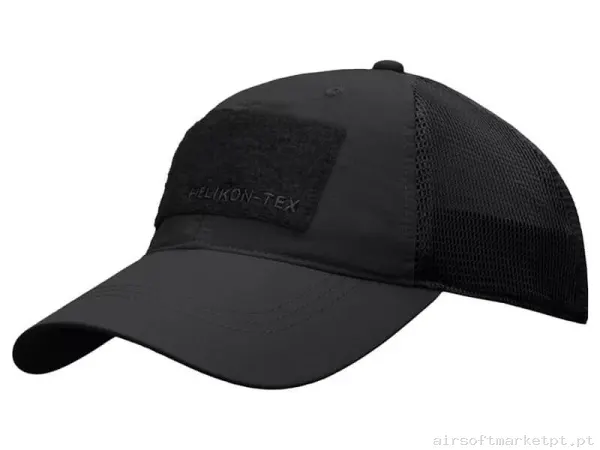 Boné de Baseball Velcro Helikon-Tex Technical Trucker Cap preta — Proteção Ocular & Facial — Airsoft Market PT