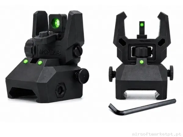 Mira Alzas Abatíveis Oem com Fibra verde Gen 2 Polímero preto — Miras & Ópticas — Airsoft Market PT