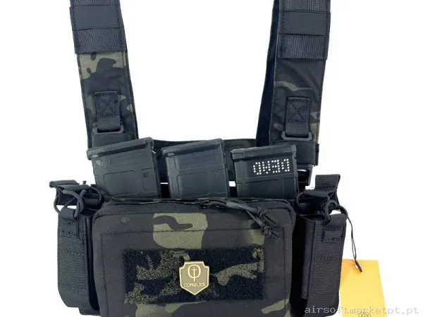 Chaleco Micro Chest Rig Conquer Multicam black — Coletes & Rigs — Airsoft Market PT