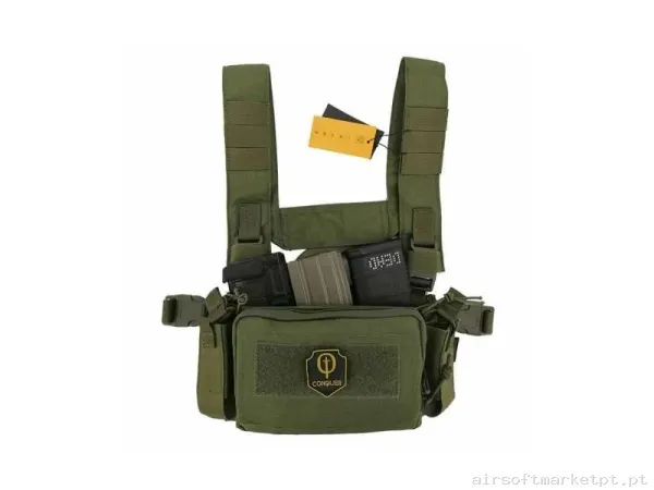 Chaleco Micro Chest Rig Conquer Verde OD — Coletes & Rigs — Airsoft Market PT
