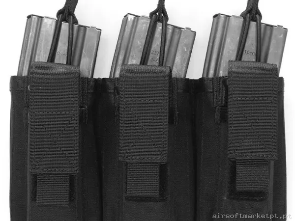 Pouch Magazine Pouch Triplo M4 + Pistola 9mm Warrior Assault Triplo Open negro — Coletes & Rigs — Airsoft Market PT