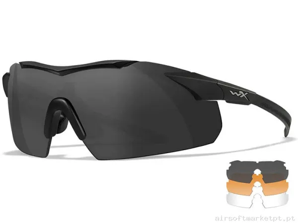 Óculos Wiley X Vapor Comm 3 Lentes Pretas — Proteção Ocular & Facial — Airsoft Market PT