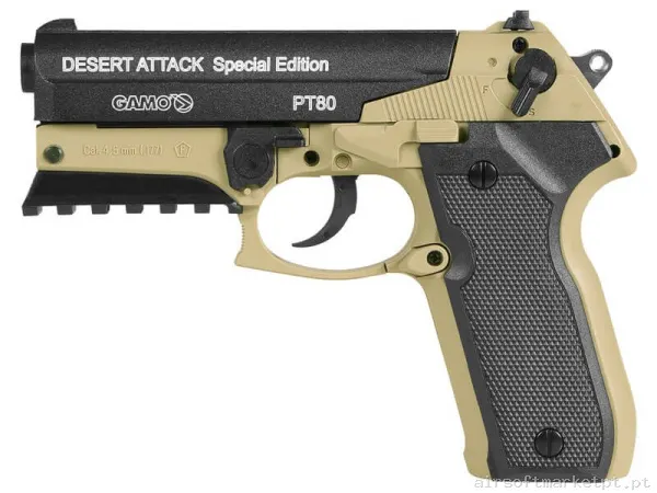 Airgun CO2 4.5mm Pistola Gamo PT-80 Desert Attack tan/Negra — Pistolas — Airsoft Market PT
