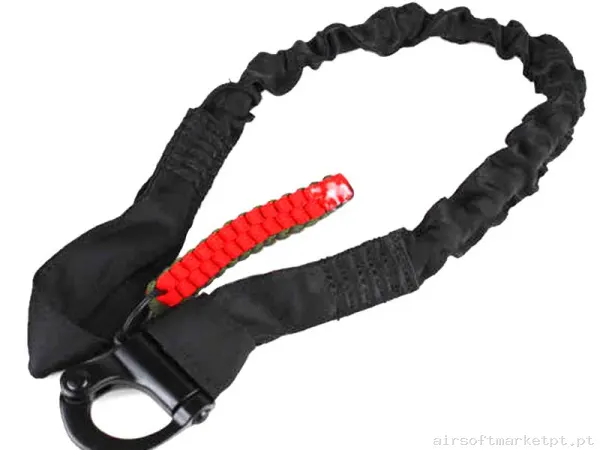 Correa Tática Lifeline Wosport Lanyard de Retenção Pessoal negra — Gear Táctico — Airsoft Market PT