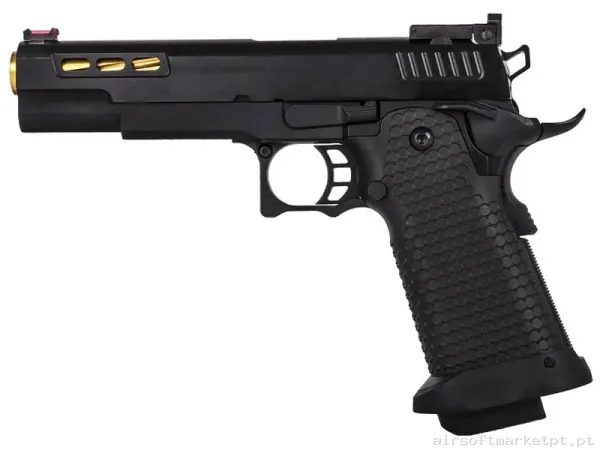 Réplica GBB Pistola Hi-Capa 5.1 Golden Eagle Gold 3332 negra/Dorada — Pistolas — Airsoft Market PT