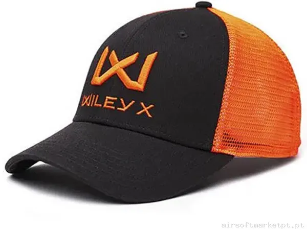 Boné de Beisebol Wiley X Logo Trucker Cap Signal Laranja/Cinza Escuro — Proteção Ocular & Facial — Airsoft Market PT