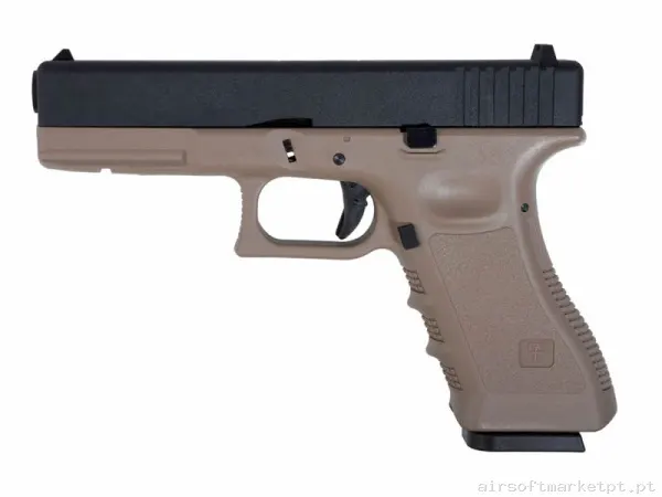 Réplica CO2 Pistola G17 Saigo Mk1 tan/Preto (Kj Works) — Pistolas — Airsoft Market PT