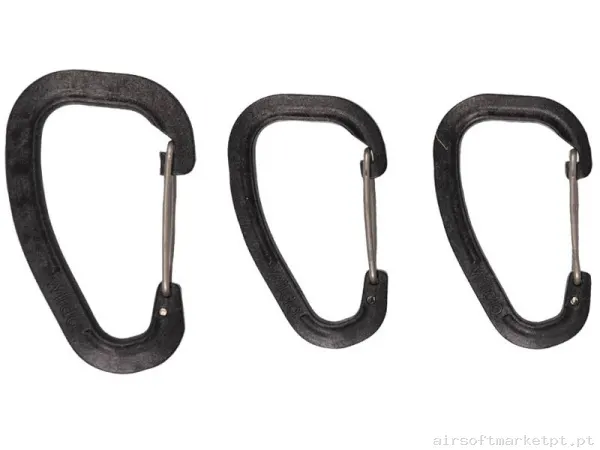 Conjunto de Mosqueton Wildo Carabiner Polímero preto Pacote 3u — Outros — Airsoft Market PT