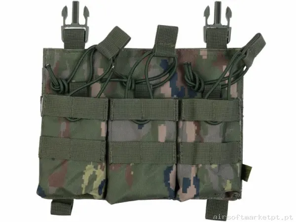 Pouch Magazine Pouch Triplo M4/Ak/G36 Delta Tactics Force Open Top Detachable Boscoso Pixelado — Coletes & Rigs — Airsoft Market PT