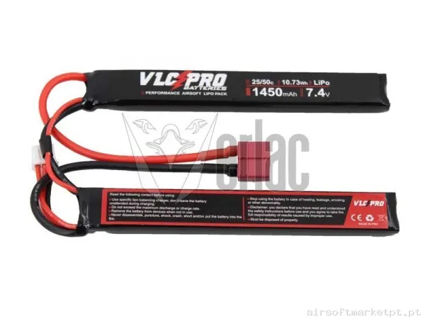 BATERÍA VLC PRO 7.4V 1450 MAH 25C-50C 2 MÓDULOS T-Dean — Baterias & Carregadores — Airsoft Market PT