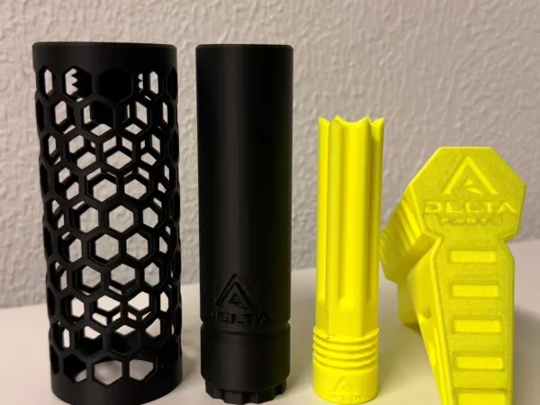 Kit completo Flash Hider legal + capa duas partes + coronha/stock em amarelo fluorescente
