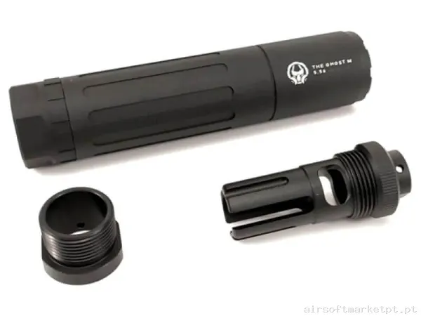 Externo Supressor Oem Estilo Ghost com Quebra-chamas negro — Acessórios & Componentes — Airsoft Market PT