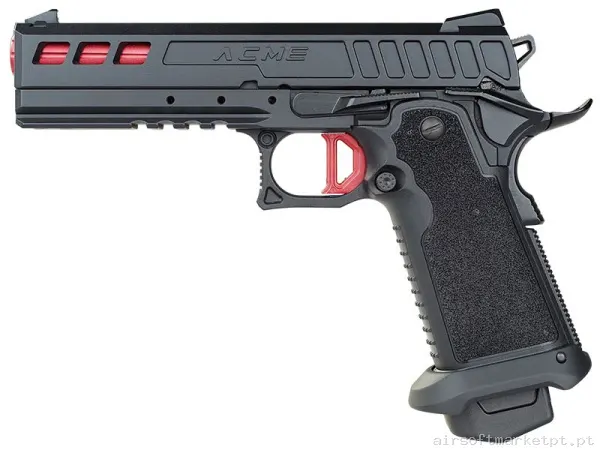 Réplica GBB Pistola Hi-Capa ICS Acme preta/vermelha — Pistolas — Airsoft Market PT