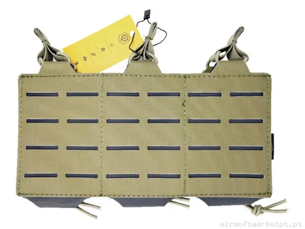 Pouch Magazine Pouch Triple M4 Conquer Laser Cut Ranger Green — Coletes & Rigs — Airsoft Market PT