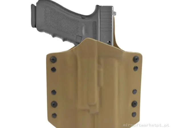 Pistolera Rigida Glock 17/19 Warrior Assault Ares Compatible com X300/X400 Kydex coyote tan — Coletes & Rigs — Airsoft Market PT