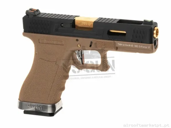 PISTOLA G17 WE G-FORCE 17 TAN/GOLD — Pistolas — Airsoft Market PT