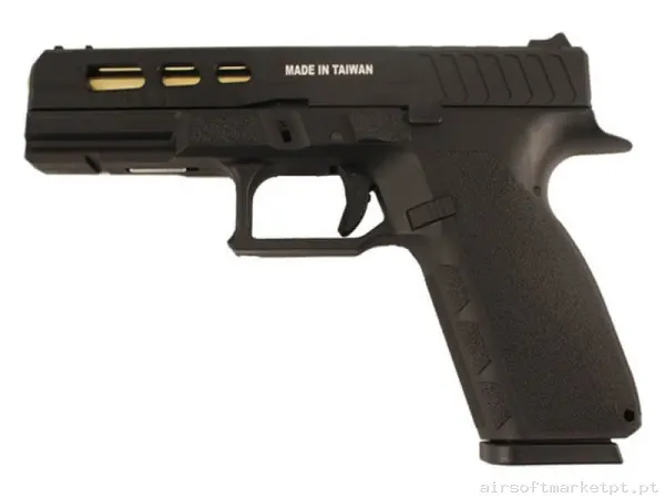 Réplica GBB Pistola Kj Works KP-13 Custom preta/Dourada — Pistolas — Airsoft Market PT