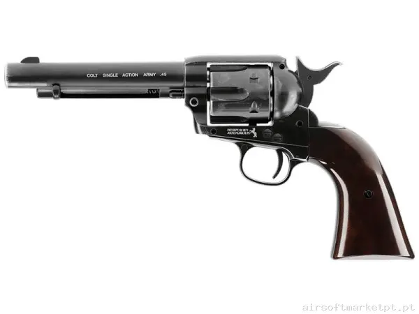 Airgun CO2 4.5mm Revolver Umarex Colt Saa .45 5,5" Prata — Pistolas — Airsoft Market PT