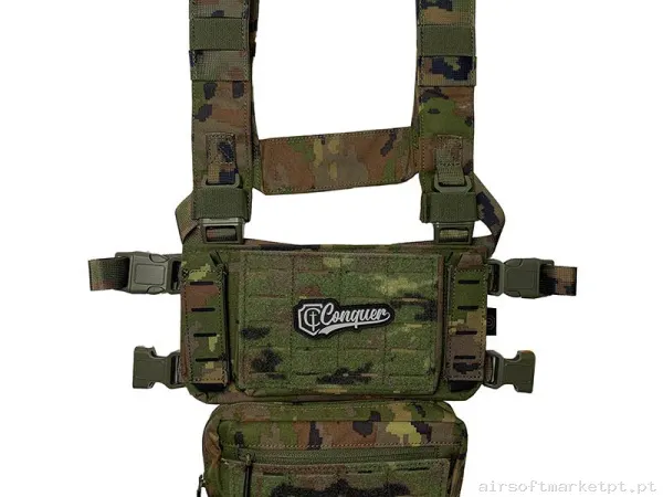 Colete Chest Rig Conquer Core Chest Rig Camuflado Pixelado — Coletes & Rigs — Airsoft Market PT