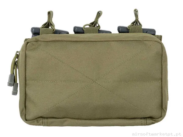 Pouch Magazine Pouch Triplo M4 Oem Open Top com Pouch Multiusos verde od — Coletes & Rigs — Airsoft Market PT