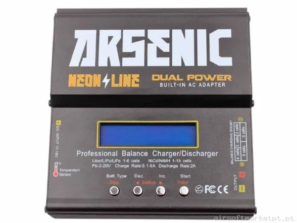 CARGADOR BATERIA LIPO ARSENIC B6AC BALANCEADOR LIPO/LIFE/NIMH 80W NEGRO — Baterias & Carregadores — Airsoft Market PT