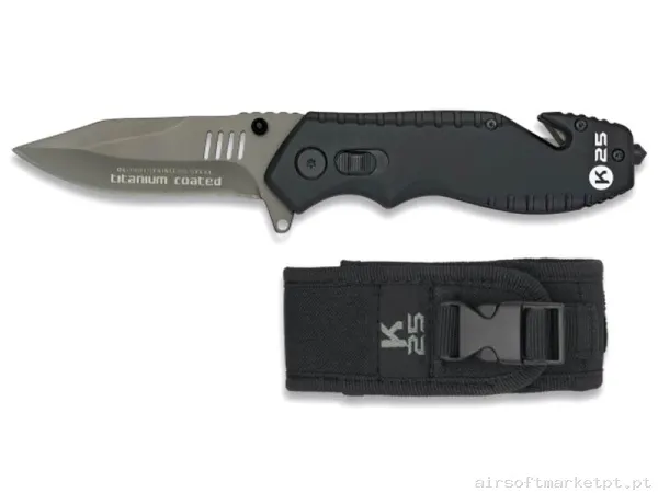 Canivete K25 19801 Quebra Cintas Pro Titanium Coated 8cm com Capa — Ferramentas — Airsoft Market PT