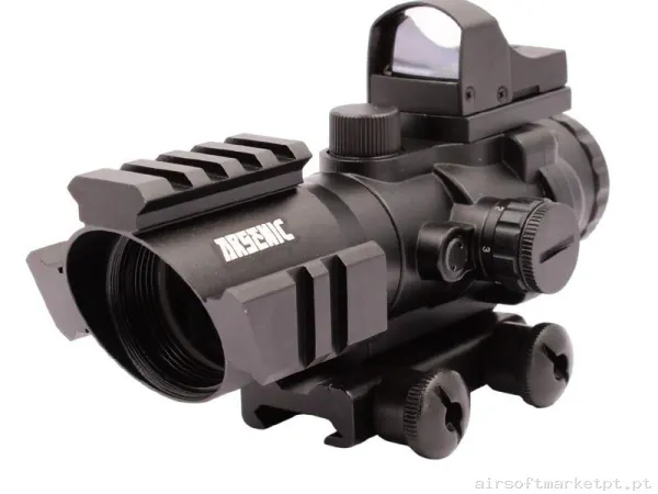 Rhino 4x32 + Micro Red Dot Arsenic Argon Negro AS8158 — Miras & Ópticas — Airsoft Market PT