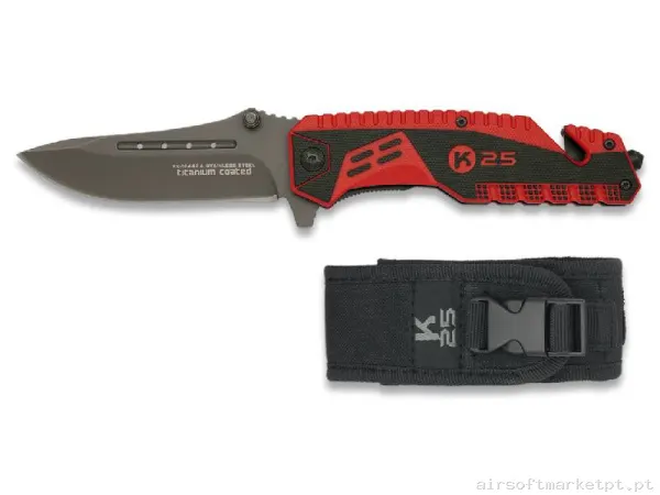Faca Tática K25 19442 Revestida de Titânio 8.9cm com Estojo — Ferramentas — Airsoft Market PT
