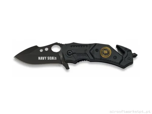 NAVAJA ALBAINOX ASISTIDA NAVY SEALS 6CM NEGRA — Ferramentas — Airsoft Market PT