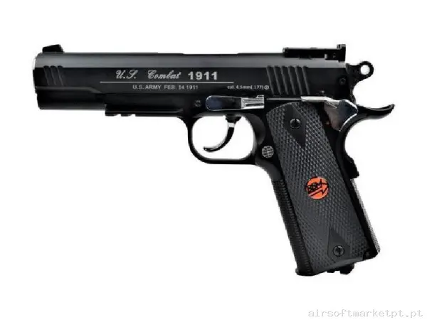 Airgun CO2 4.5mm Pistola Bruni U.s. Combat 1911 Blowback Full Metal BR-601MB negra — Pistolas — Airsoft Market PT