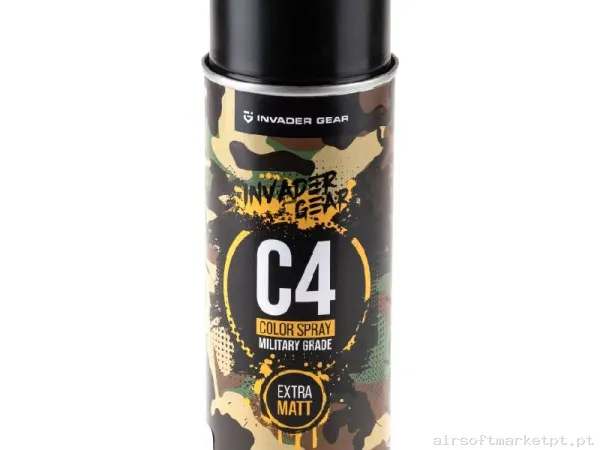 Pintura Spray Invader Gear C4 Mil Grade Cor Ral9021 — Outros — Airsoft Market PT