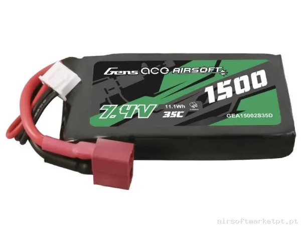 Bateria Lipo Stick Mini Gens Ace 1500mah 7.4v 35c (T-Plug) — Baterias & Carregadores — Airsoft Market PT