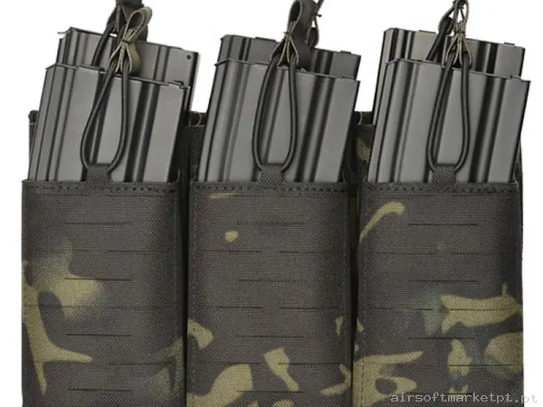 Pouch Magazine Pouch Sextuple M4/Ak Oem Corte a Laser Estilo multicam Black — Coletes & Rigs — Airsoft Market PT