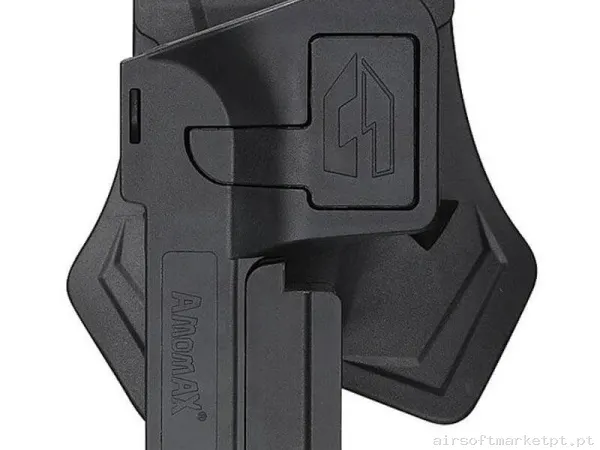 PISTOLERA RIGIDA UNIVERSAL PARA PISTOLAS CON RAIL AMOMAX NEGRA — Gear Táctico — Airsoft Market PT